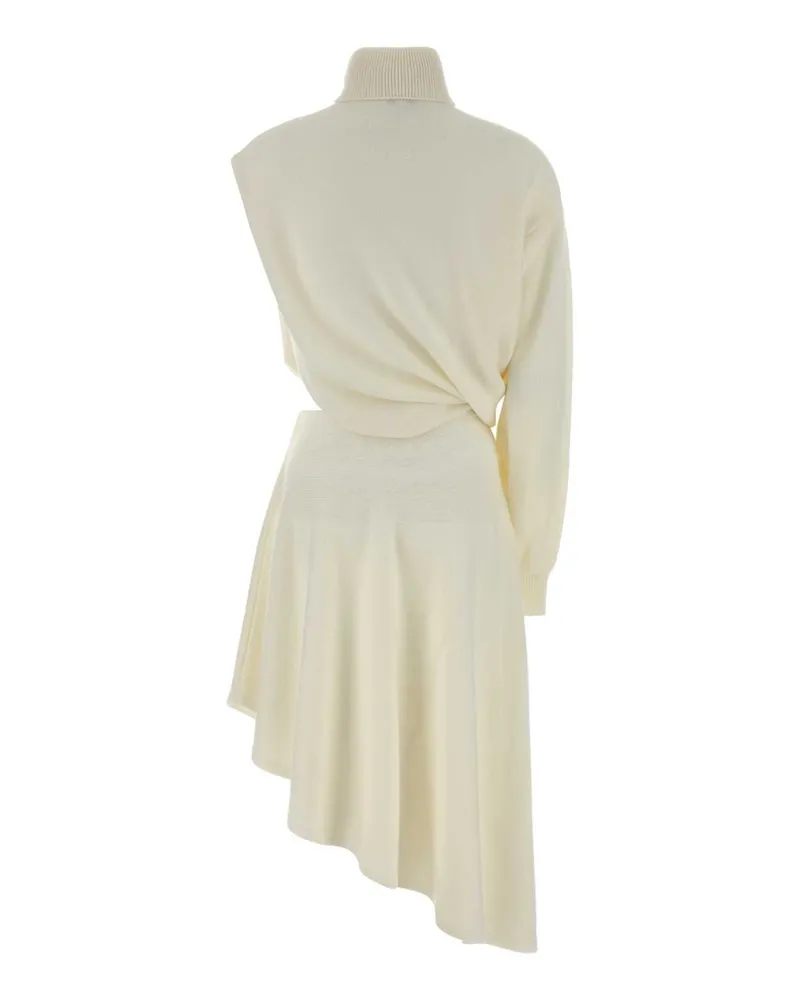 Alaïa Women's Ivory Wool Dress Blancnaturel Exterior: Virgin Abiti Beige