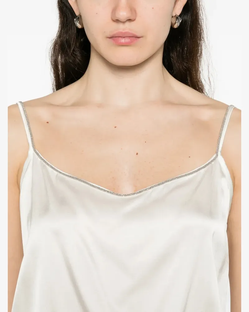 PANICALE Cashmere Women's Beaded Strap Top Ss26 W White