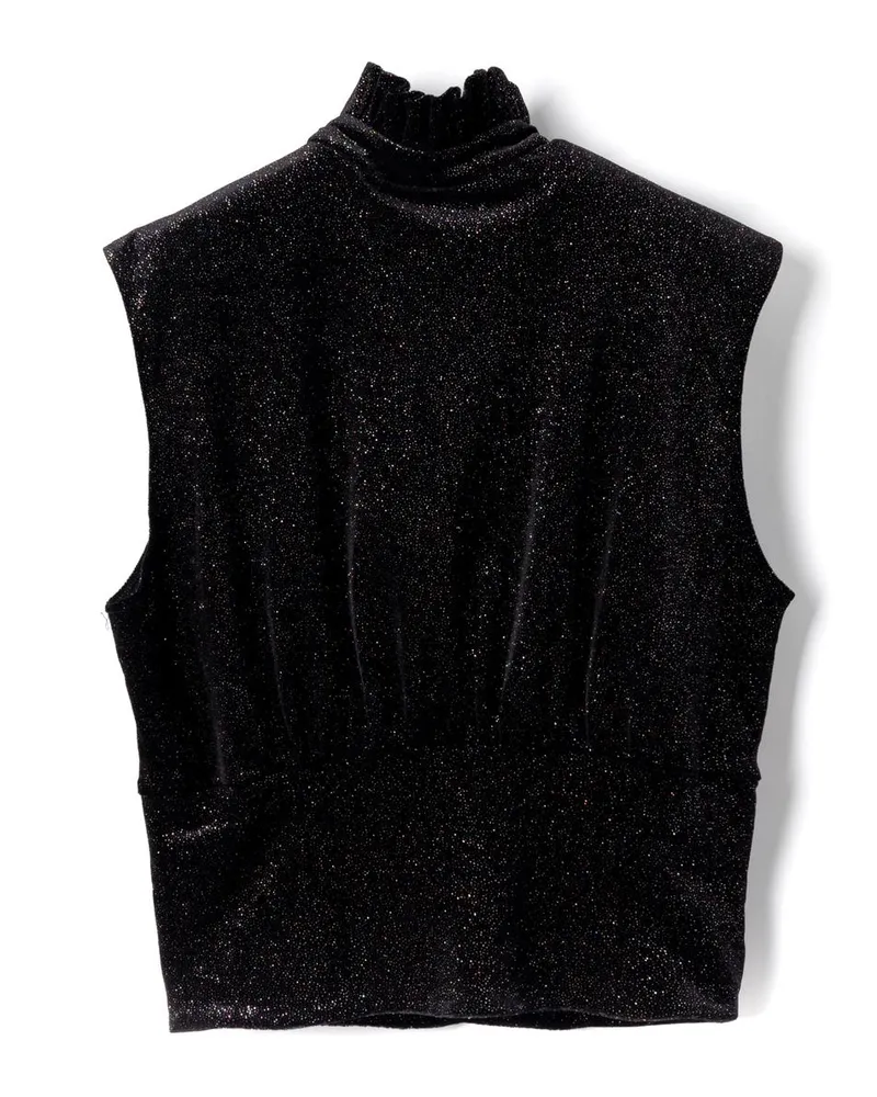 Viktor & Rolf Glittered Velvet Tank Top — Black Black
