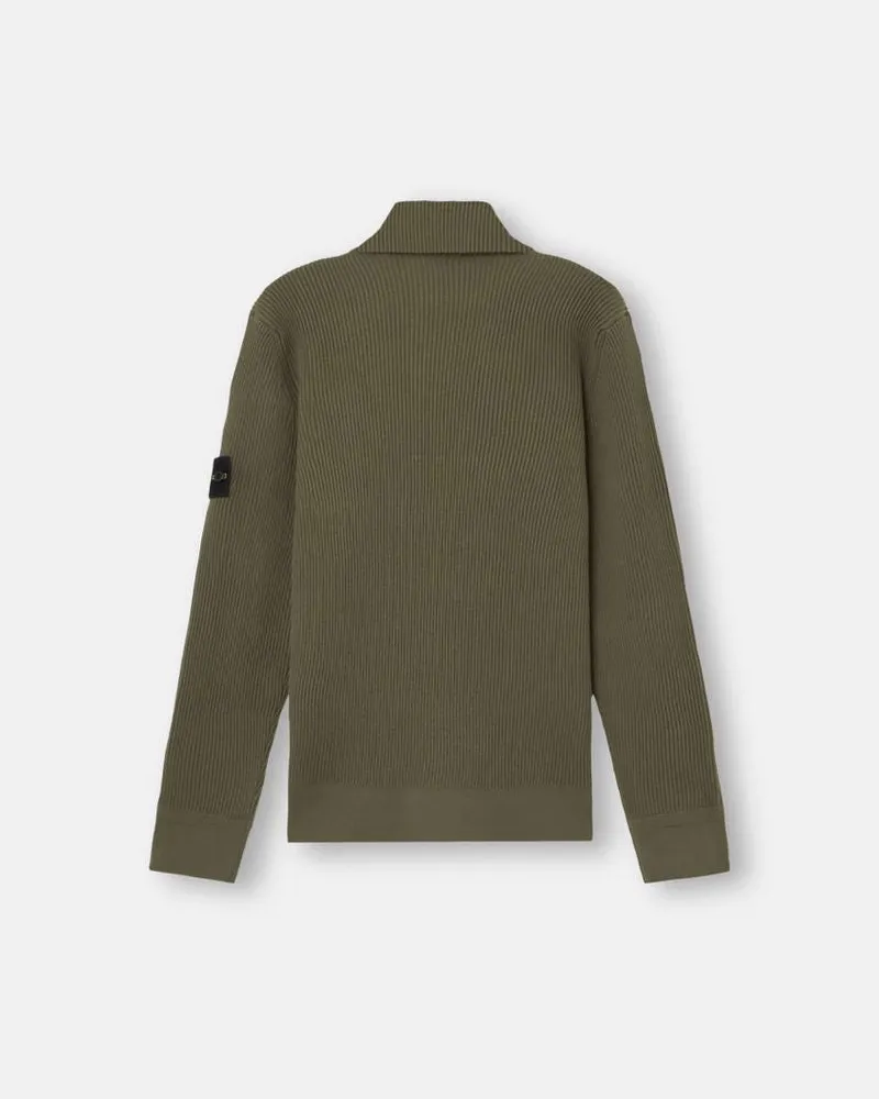 Stone Island Ribbed Wool Sweater — Olive Green Olive