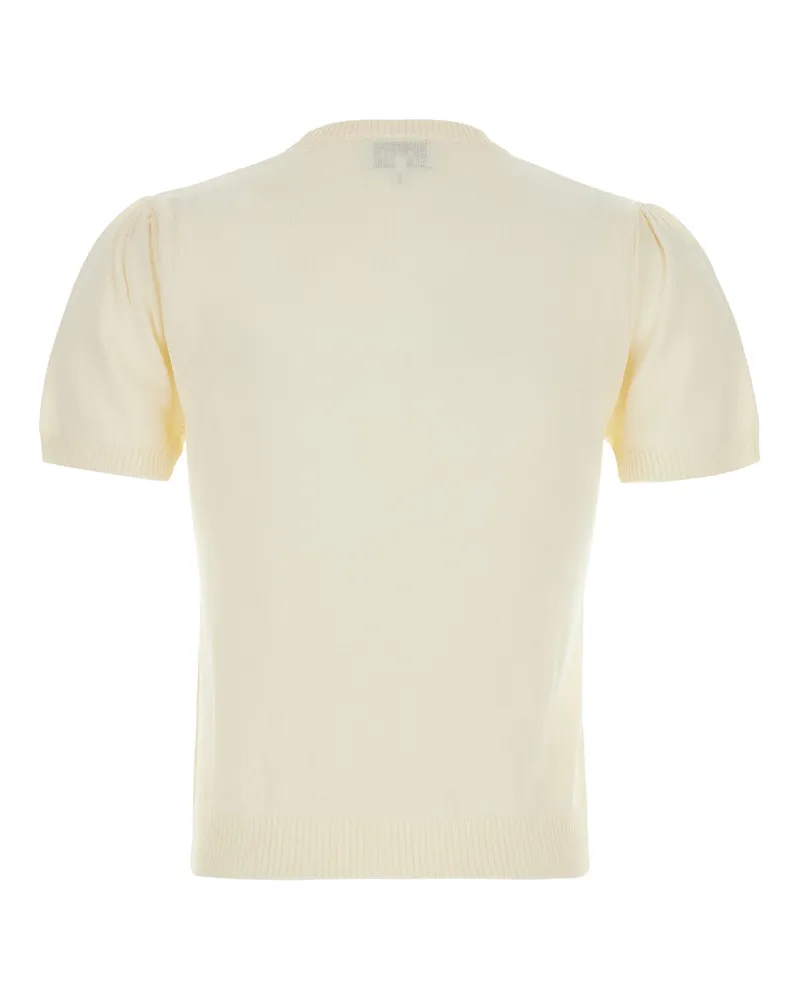 Ganni Argyle-Patterned Cotton Sweater — White White