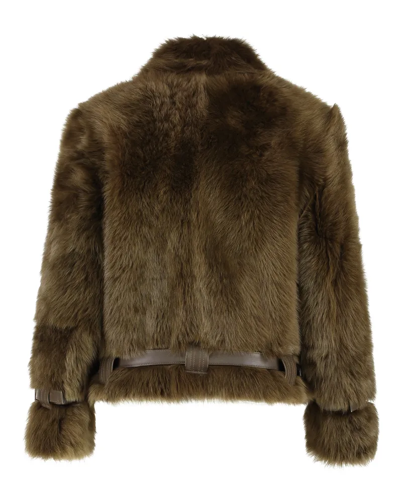 Tom Ford Women's Shearling Jacket Military Green Lamb Faux Fur & Coats Green
