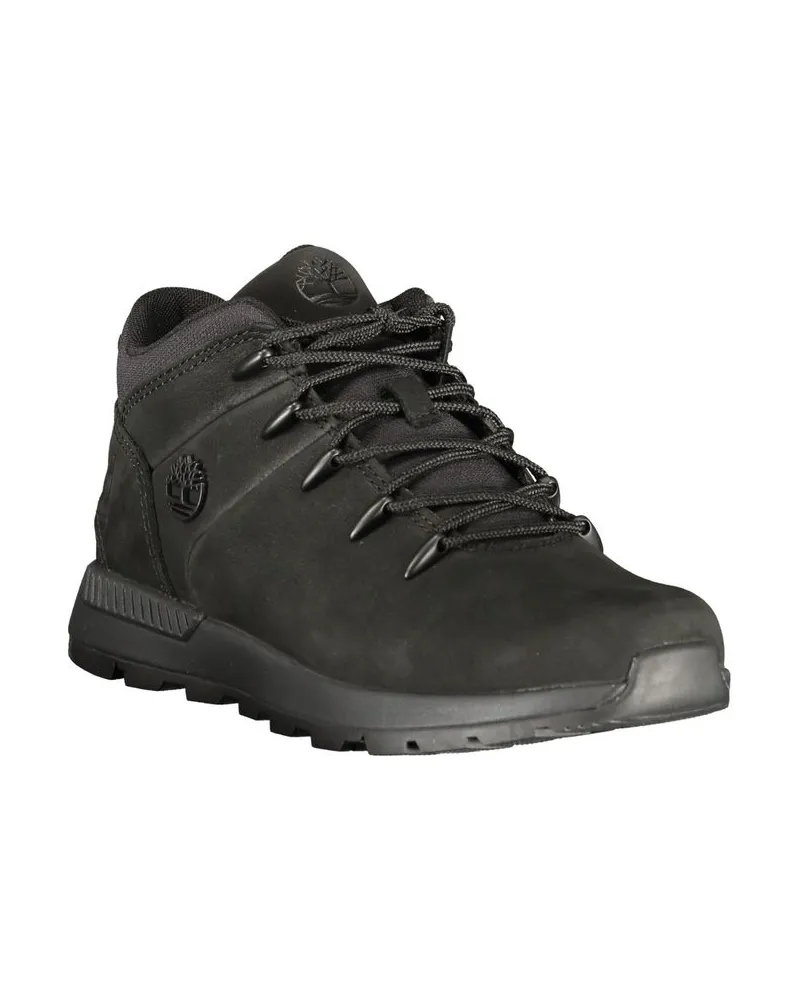 Timberland Leather Lace-Up Sneaker — Black Black