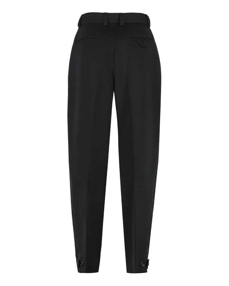 Bottega Veneta Women's Cotton-Twill Bush Trousers Black Straight Black