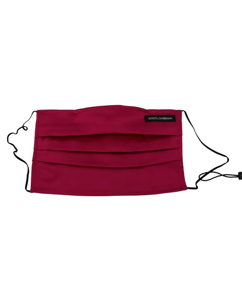 Dolce & Gabbana Women's Maroon Silk Pleated Elastic Ear Strap One Size Face Mask Accessory Red