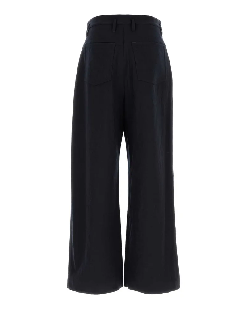Giorgio Armani Virgin Wool Wide-Leg Trousers — Gray Gray