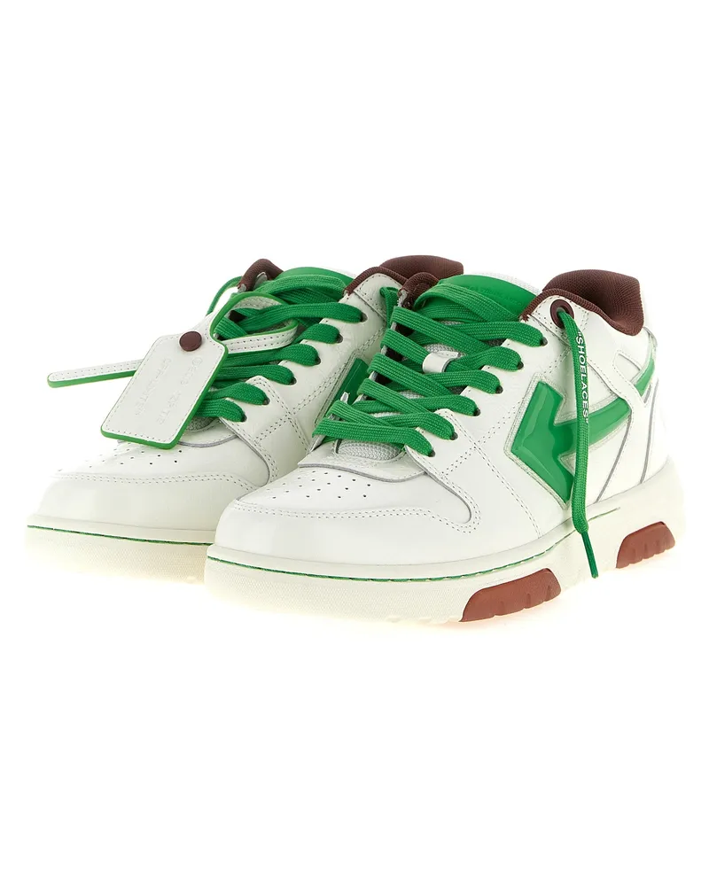 OFF-WHITE Men's Bicolor Leather Athletic Sneakers White