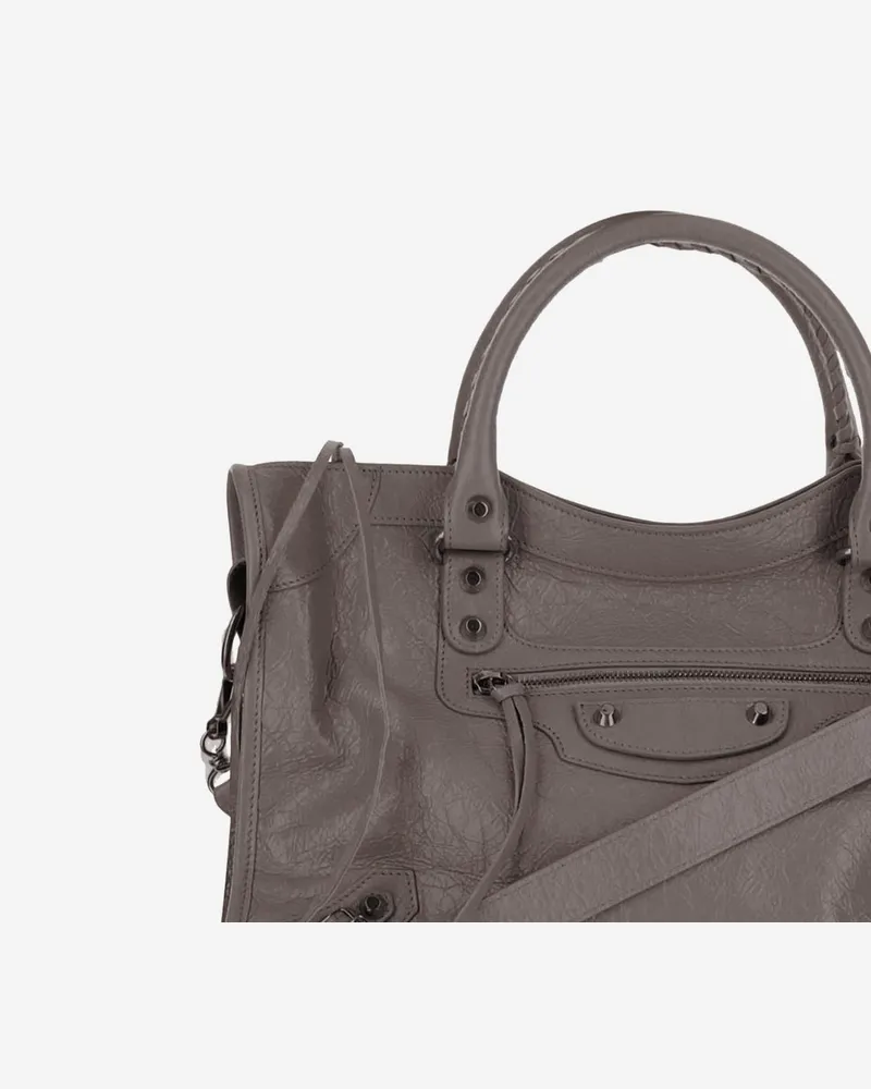 Balenciaga Women's Tote Bag Le City Taupe Leather Handbags Hand Gray