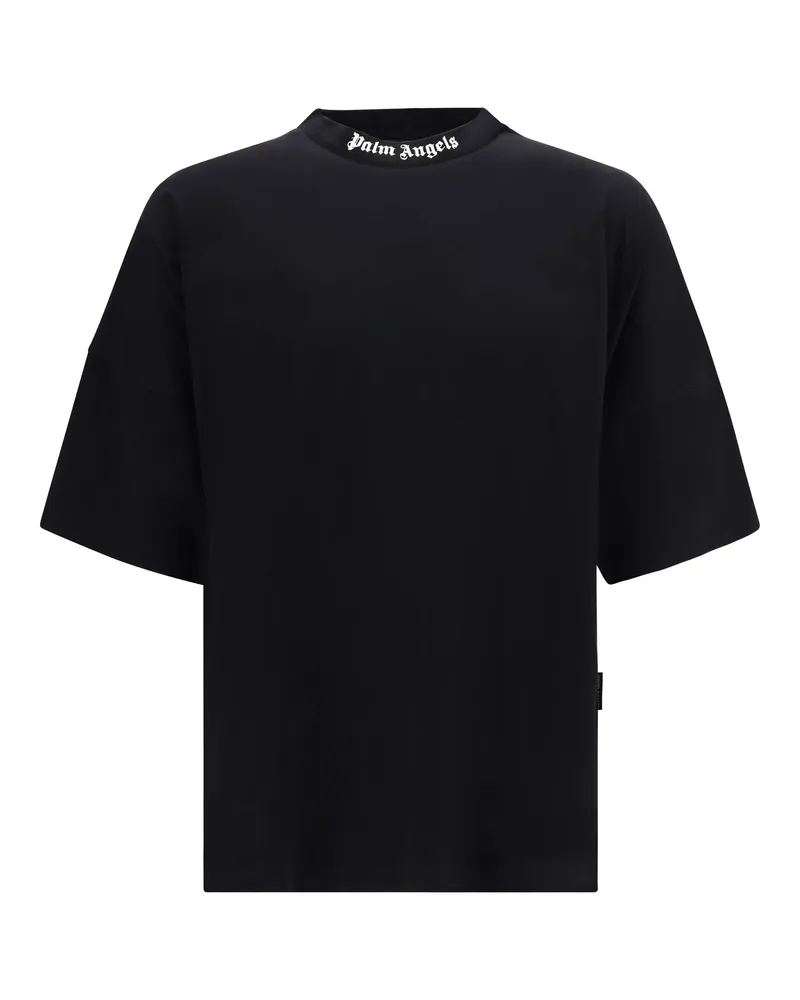 Palm Angels Logo-Embroidered Crew Neck T-Shirt — Black Black