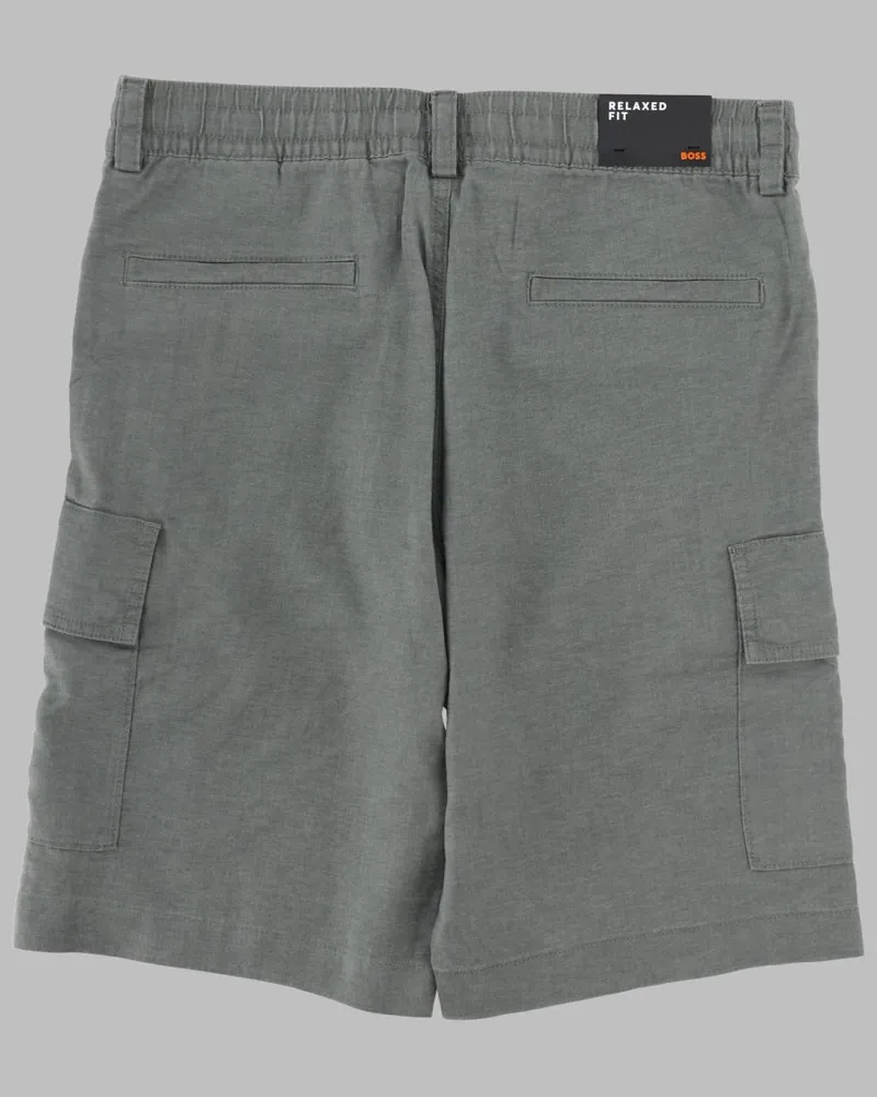 HUGO BOSS Linen-Blend Cargo Shorts — Gray Gray