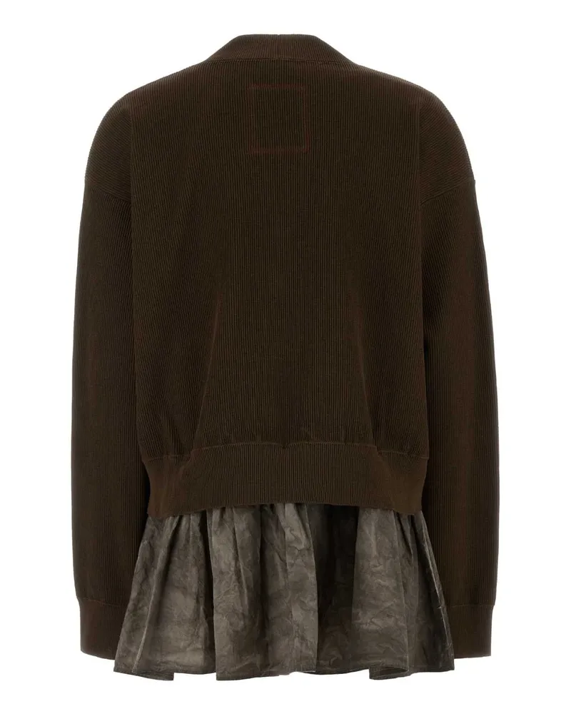 Uma Wang Women Brown Cotton Blend Oversize Cardigan Exterior: Silk Maglieria Brown