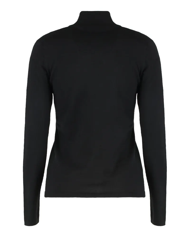 Max Mara Women Cashmere Long-Sleeved High Collar Top Black Knitwear Sweater Black