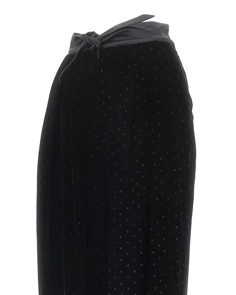 Emporio Armani Glitter-Embellished Velvet Trousers — Black Black