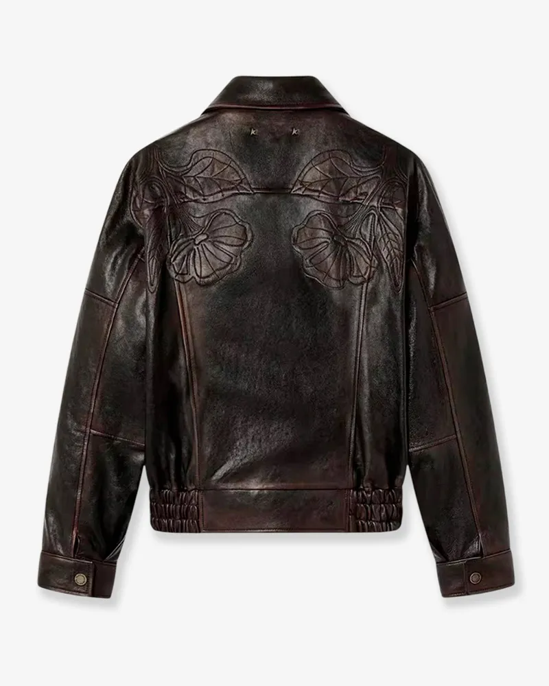 Golden Goose Women's Leather Jacket Palmer Beige Brown