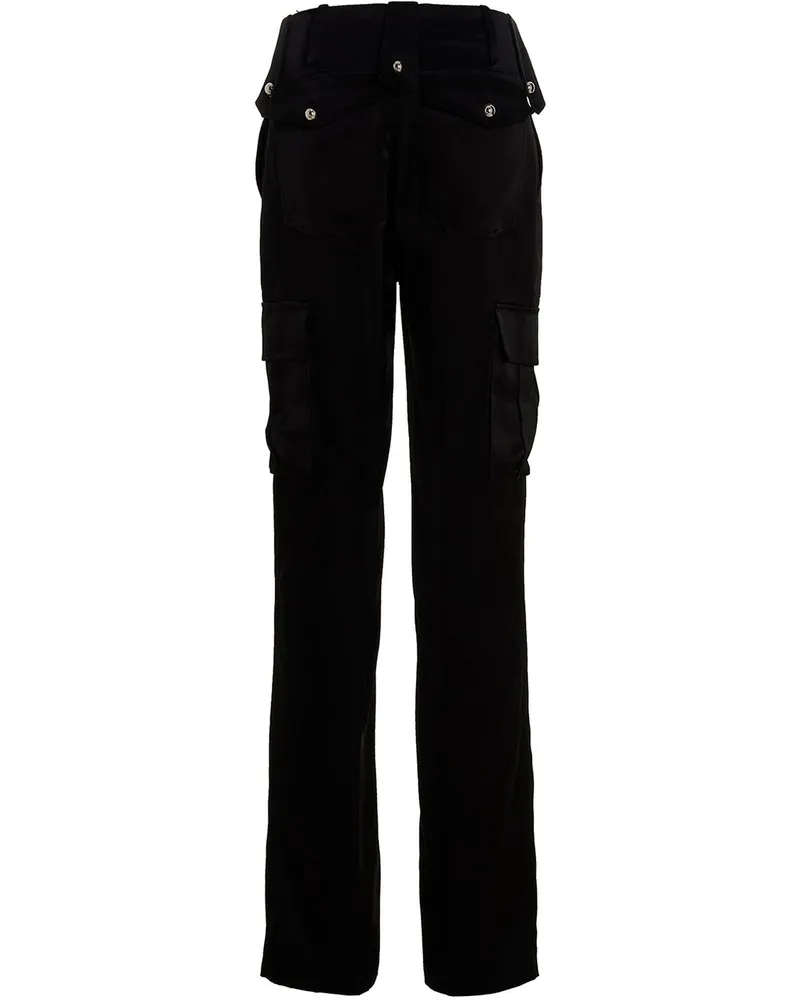 David Koma Satin Cargo Pants — Black Black