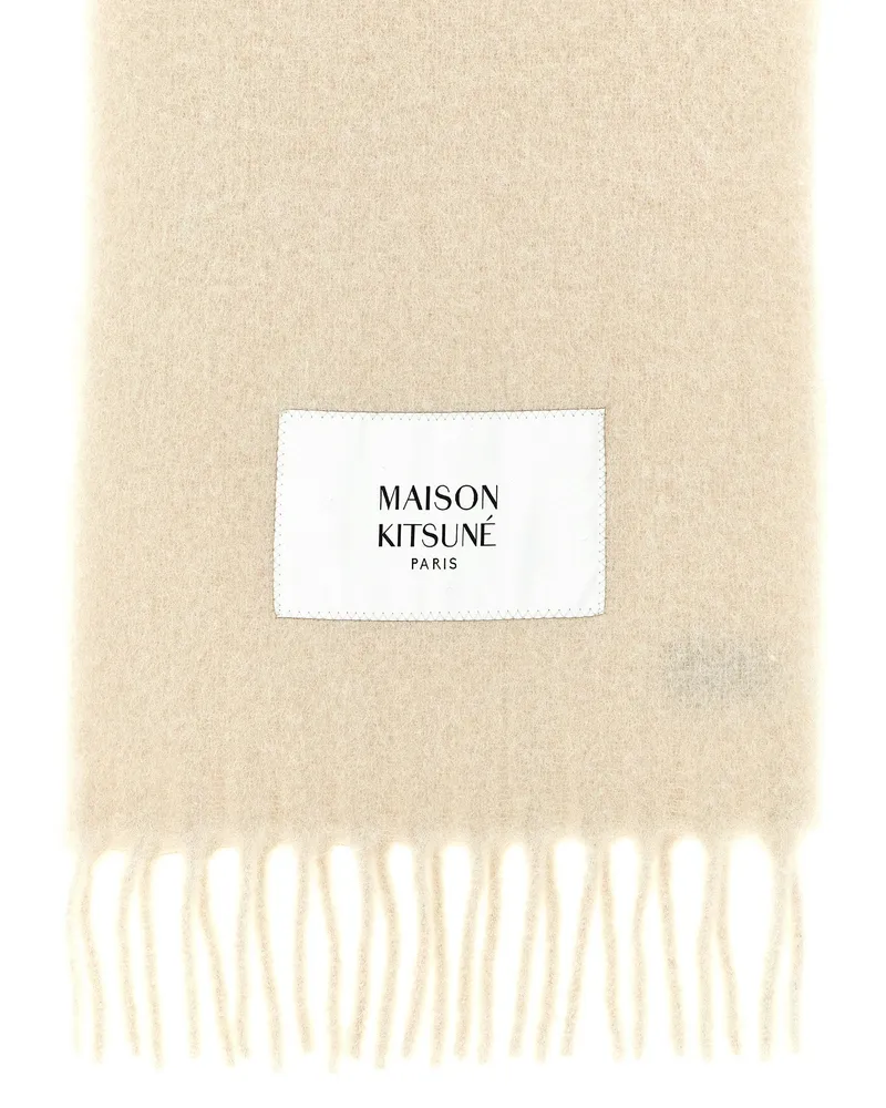 Kitsuné Logo Patch Alpaca Blend Scarf — Cream Cream
