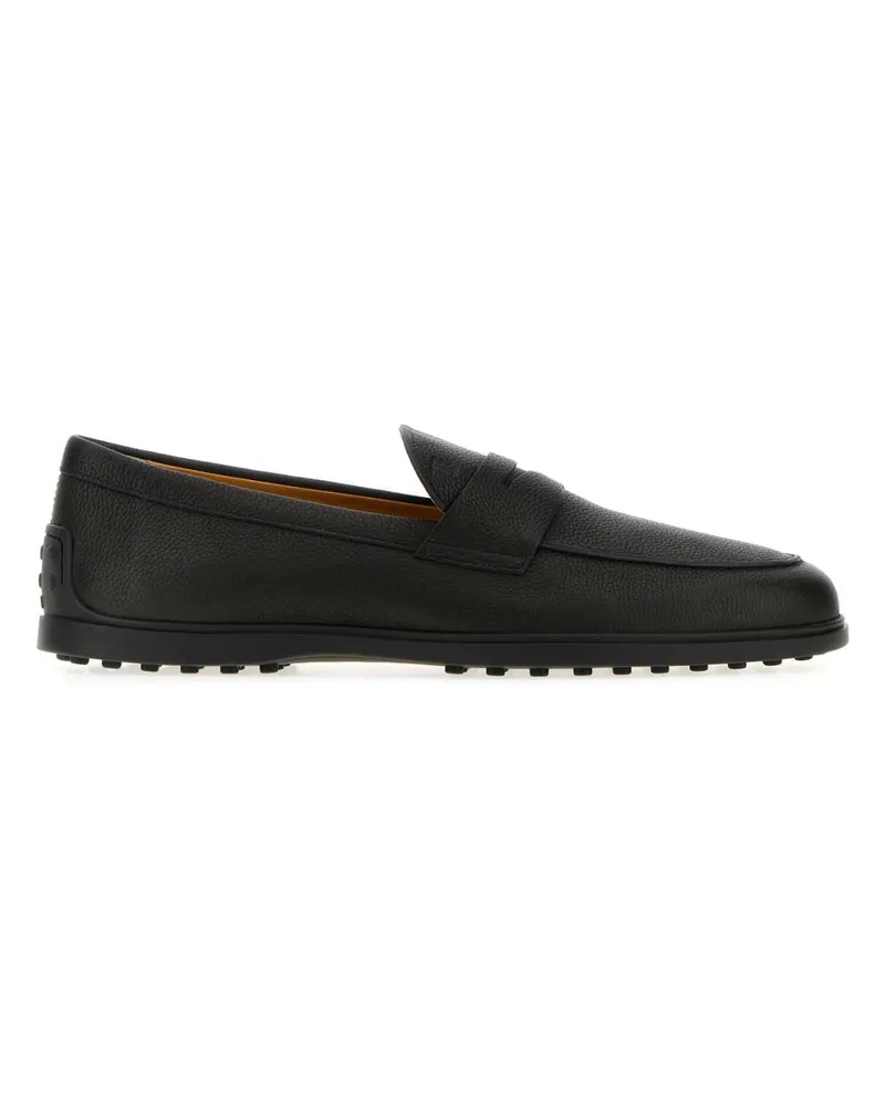 TOD'S Men's Black Leather Loafers Nero Mocassini Black