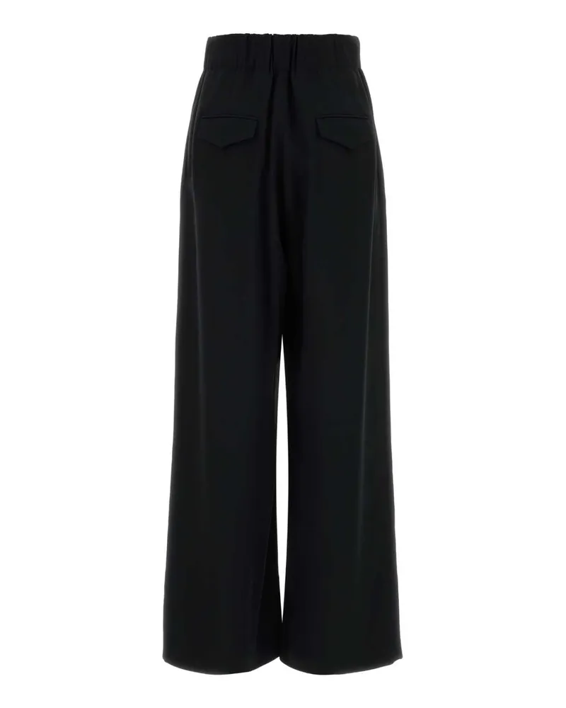 Jil Sander Women's Black Crepe Wide-Leg Pant 001 Exterior: Acetate Viscose Pantaloni Trousers Black