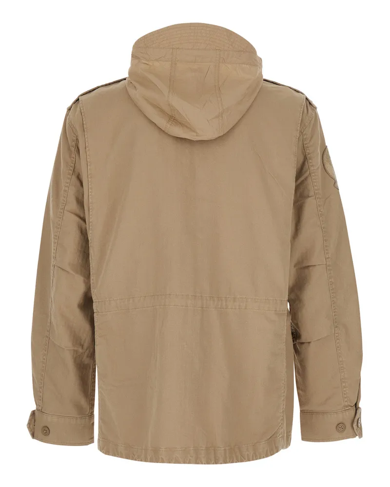 Ralph Lauren Men's Cotton Jacket With Removable Hood - Brown Coat Brown