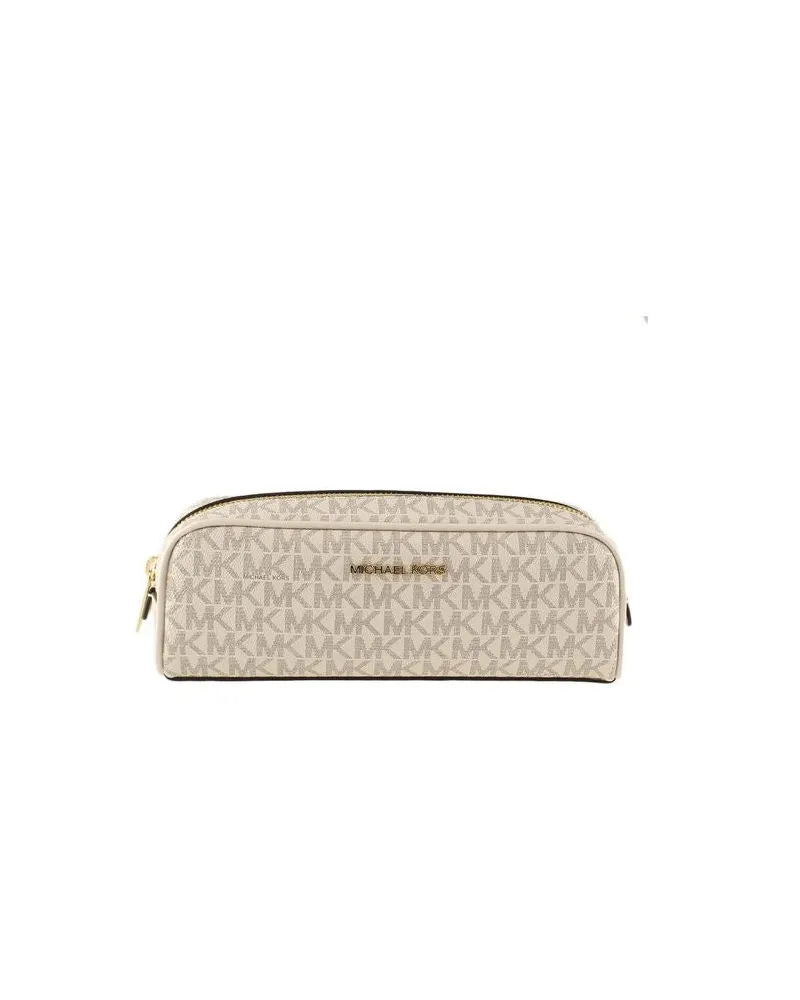 Michael Kors Women's Pencil Case Vanilla Polyvinyl Chloride Bags Cases Beige