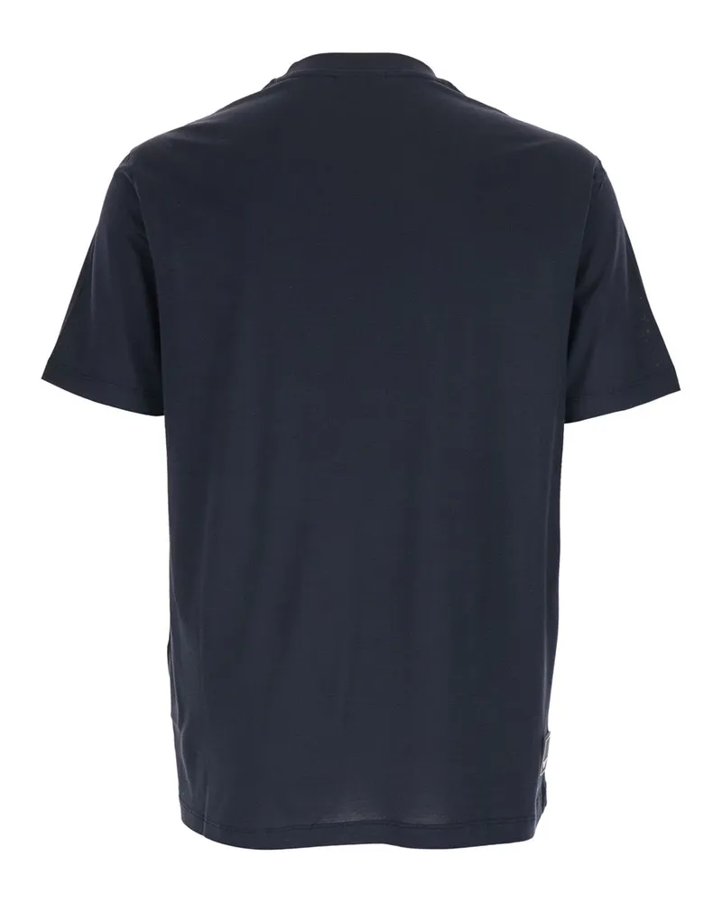Emporio Armani Men's T-Shirt Crew Neck Blue Cotton Blend Lyocell T-Shirts And Polos Navy