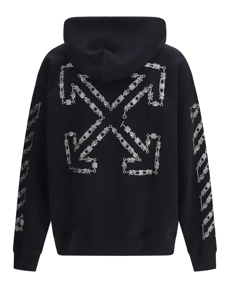OFF-WHITE Men's Chain Araldic Arrow Skate Hoodie Black Cotton Sweatshirts Sweater Black