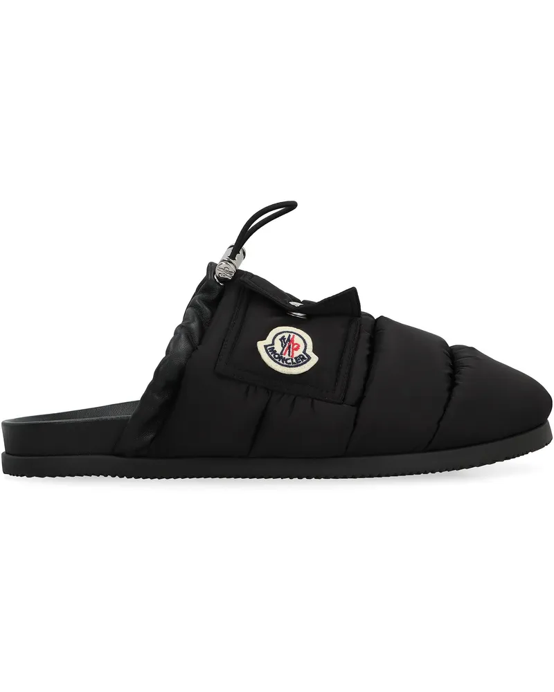 Moncler Women's Mon Pocket Mules Black Polyamide Slippers Flat Shoes Black
