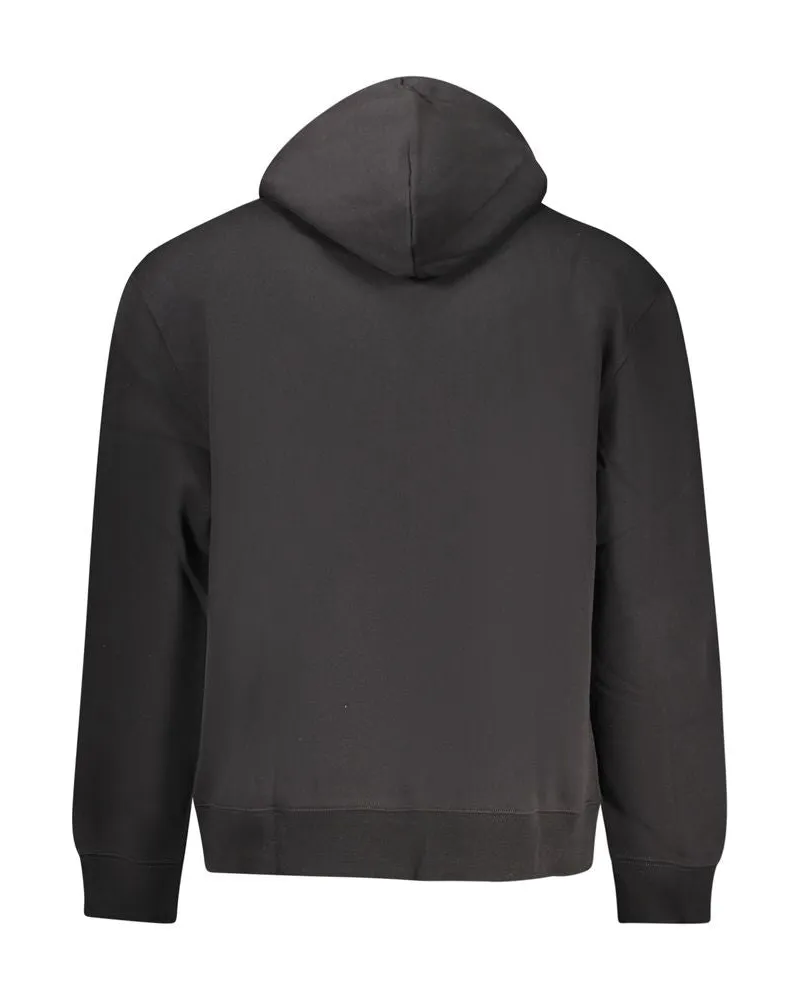 Calvin Klein Logo-Embroidered Cotton Hoodie — Black Black