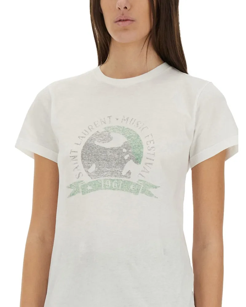 Saint Laurent Music Festival T-Shirt — Beige Beige