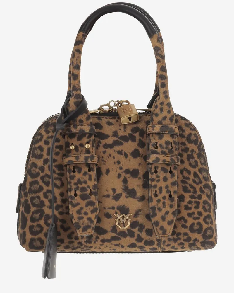 Pinko Women's Mini Escape Suede Leather Handbag Handbags Hand Bags Brown