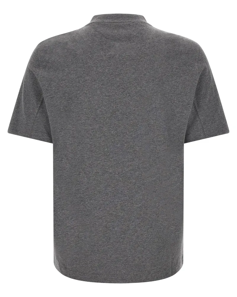 Brunello Cucinelli Men Gray Cotton T-Shirt Gray