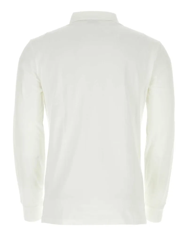 Ralph Lauren Men Long-Sleeve Piquet Cotton Polo Shirt White White