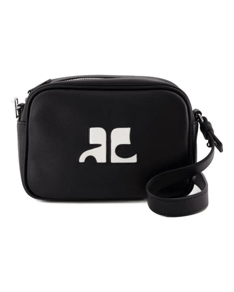 Courrèges Women's Reedition Camera Crossbody -  Leather Black Calfskin Bags Shoulder-Hobo-Bags Black