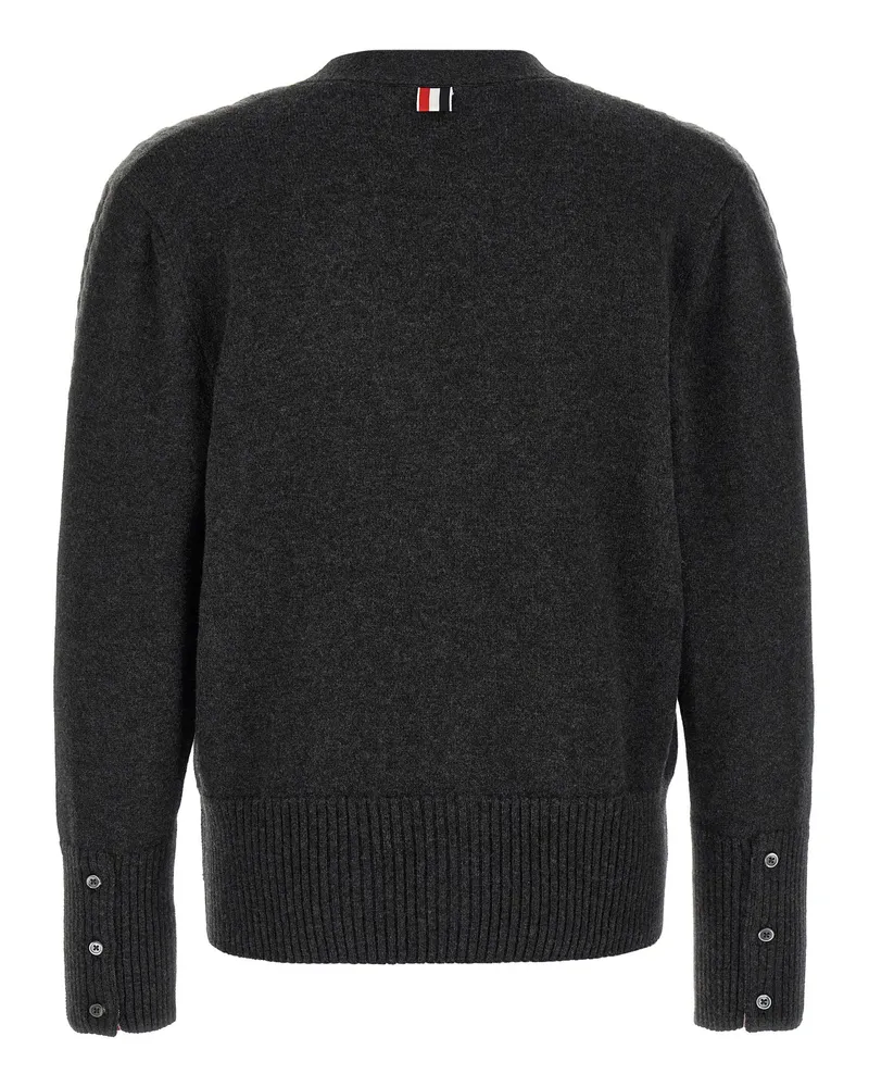 Thom Browne 2-in-1 Trompe Lœil Virgin Wool Cardigan — Grey Grey