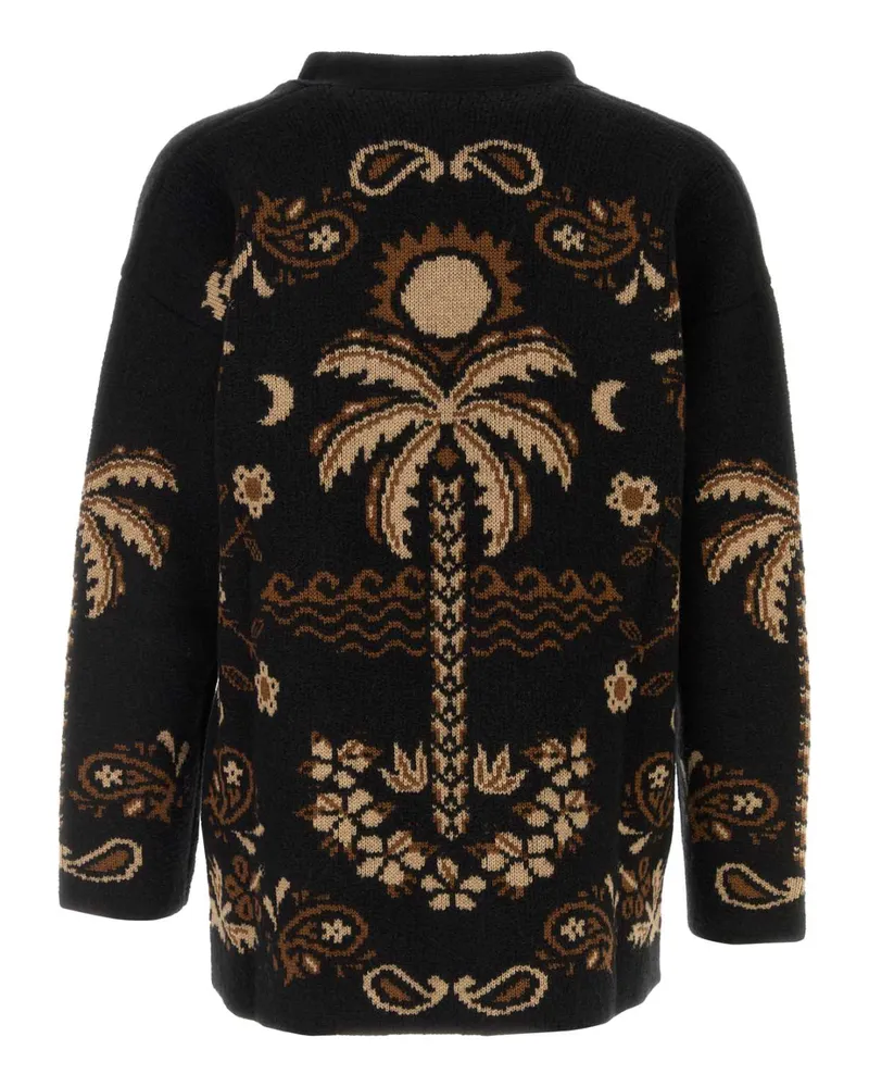 Alanui Men Island Roots Cardigan Blackcamel Maglie Sweater Black
