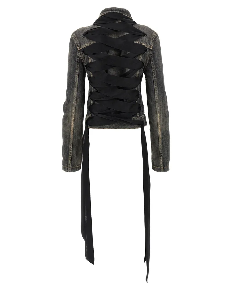Balenciaga Lace-Up Denim Jacket — Grey Gray