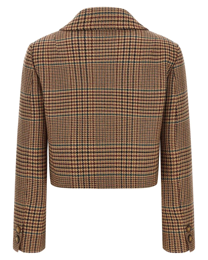 Etro Prince of Wales Wool Blazer — Tan Tan