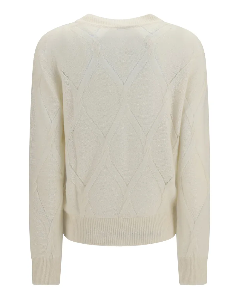 Kiton Diamond-Knit Cashmere-Silk Sweater — White White