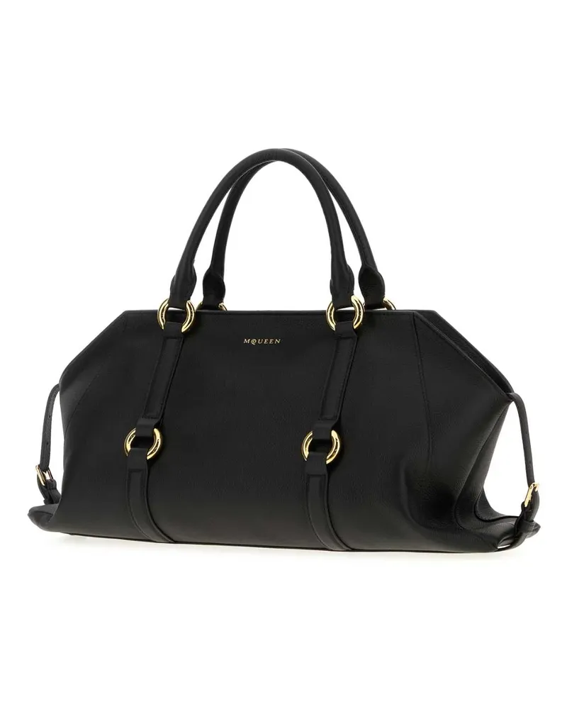 Alexander McQueen 8456441vdeb 1000 Blackgold Calf Skinbrass Borse A Mano Bag Black
