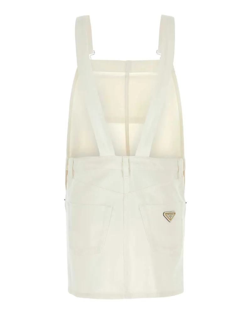 Prada Women's White Denim Dungarees Dress Exterior: Cotton Abiti White
