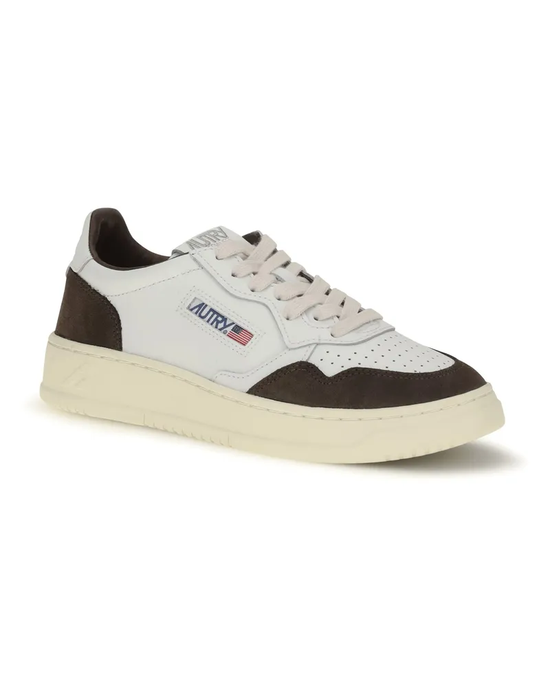 AUTRY Women's Medalist Low Leather Sneakers Wht-Mogano Wht/mogano White