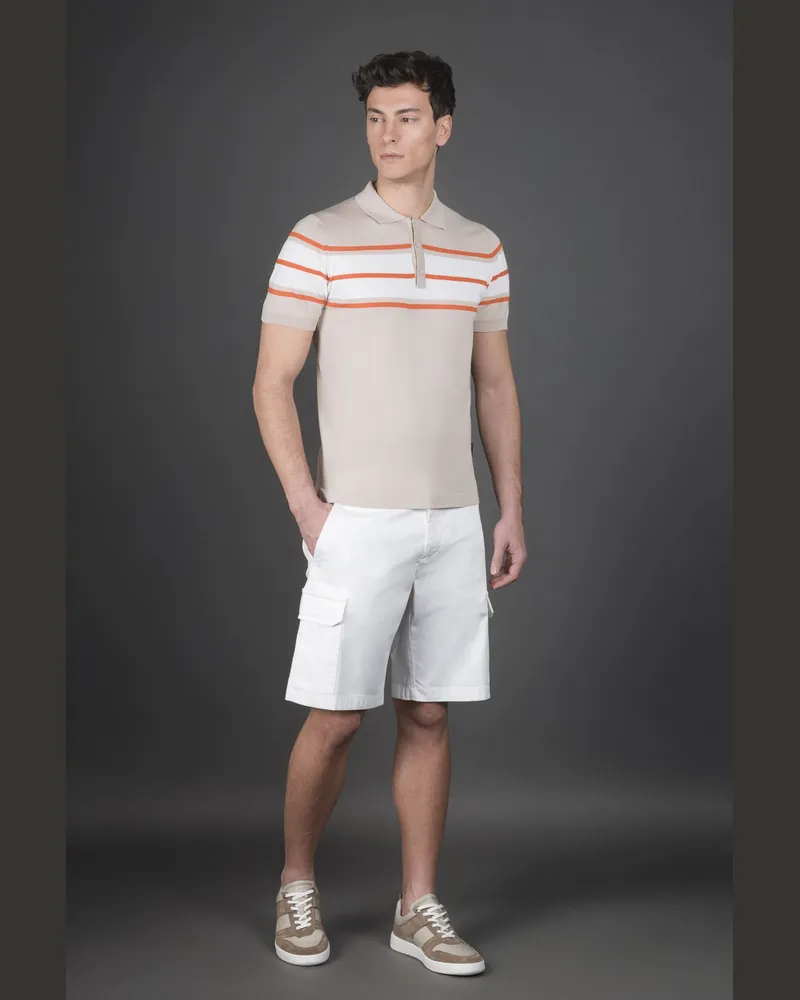 MOORER Mens Beige Striped Knit Sweater Clothing Beige