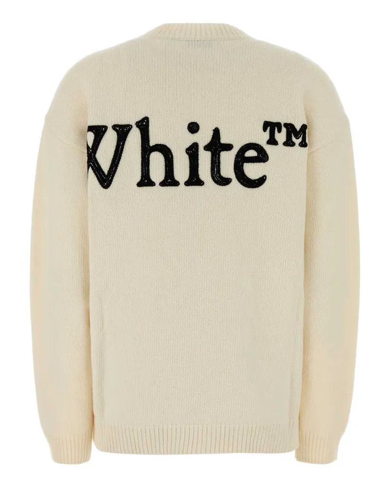 OFF-WHITE Logo-Embroidered Wool Nylon Sweater — Beige Beige