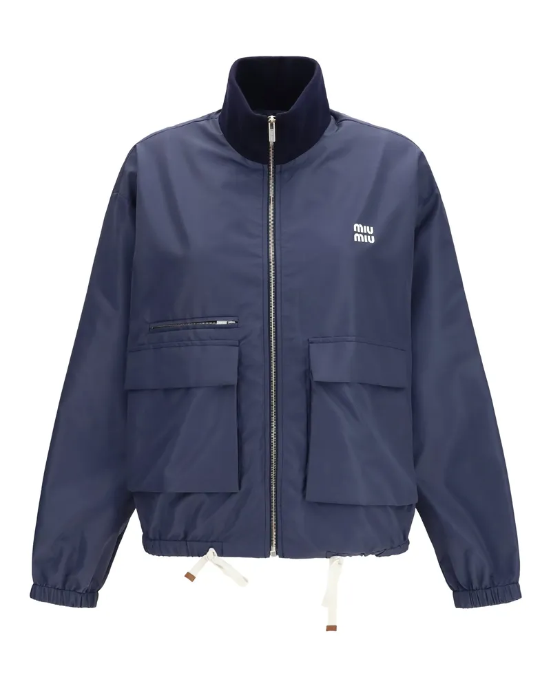 Miu Miu Women's Jacket Technical Canvas Blue Polyester Blue
