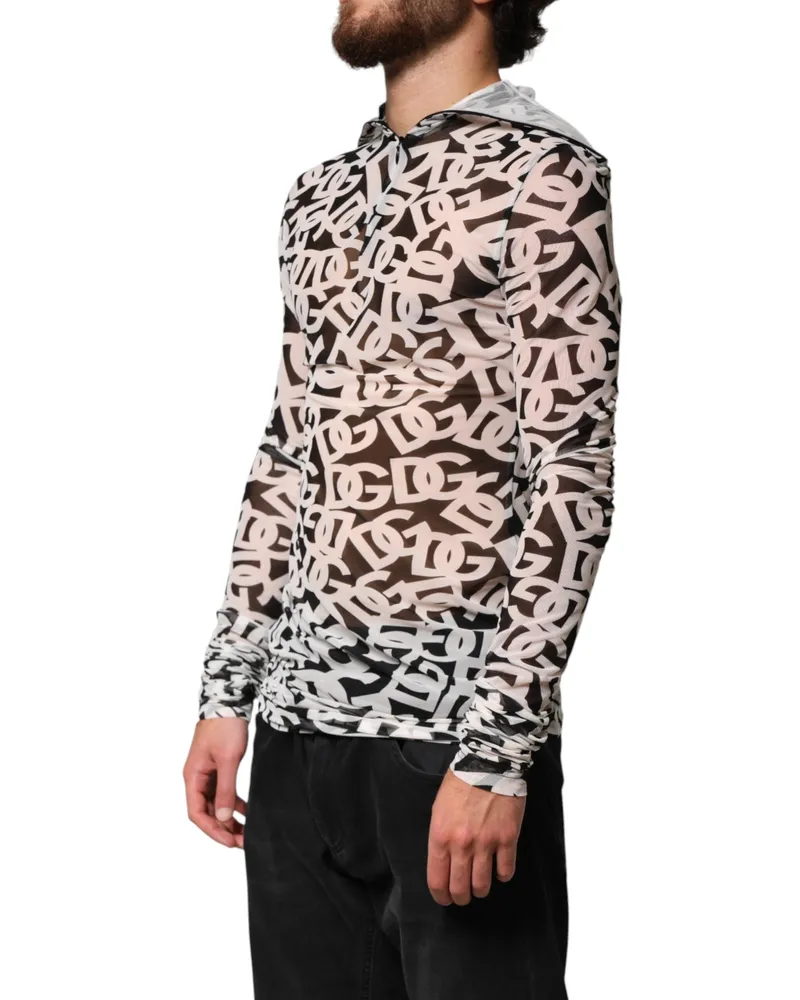 Dolce & Gabbana Logo-Jacquard Mock Turtleneck Shirt — Multicolor Multicolor