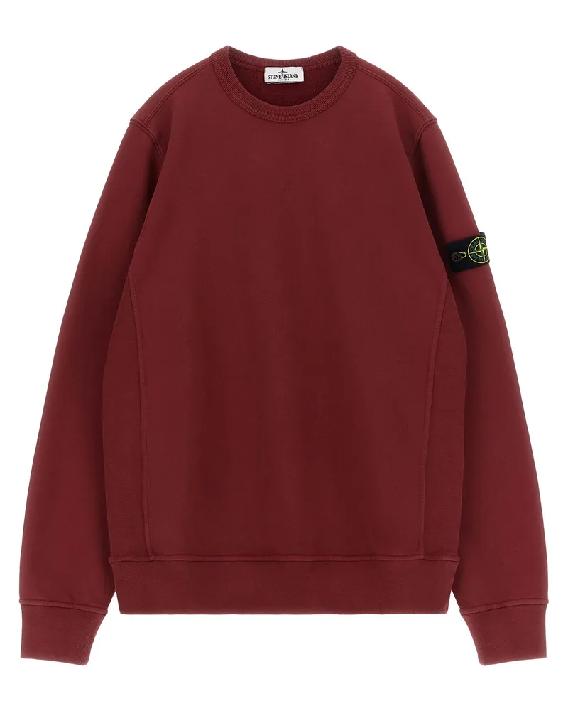 Stone Island Badge Logo Crew Neck Sweatshirt — Burgundy Burgundy