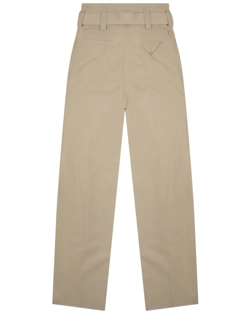 Bottega Veneta Wide-Leg Cotton Blend Trousers — Beige Beige