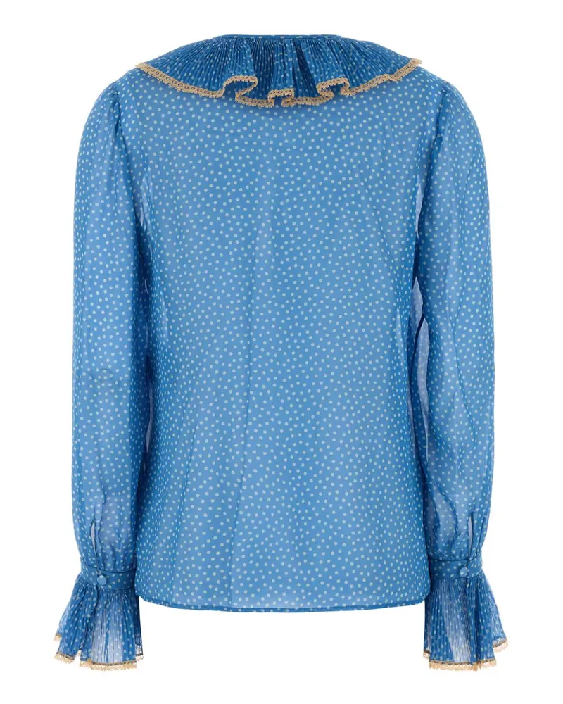 Valentino Garavani Women's Printed Silk Blouse Ceruleanbetulla Exterior: Maglie Sweater Blue