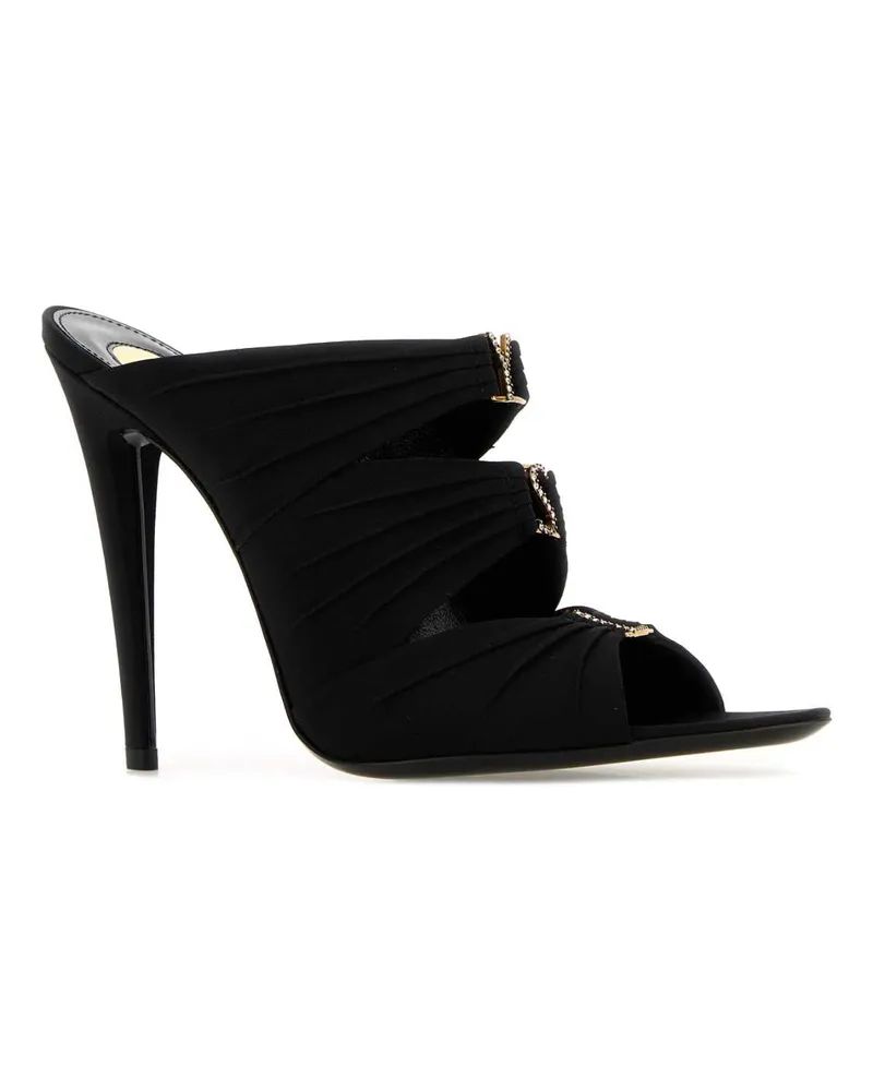 Saint Laurent Women's Black Fabric Emilie Mules Nerocrystal+lightb Sandali Black