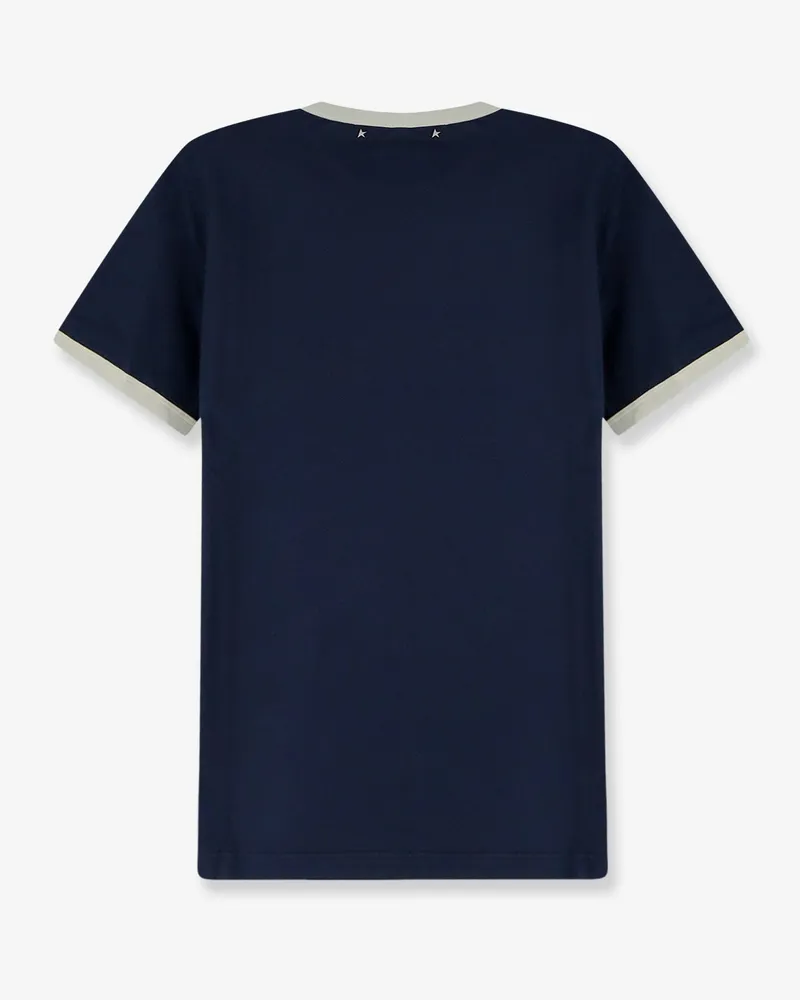 Golden Goose Men's T-Shirt Crew Neck Blue Cotton T-Shirts And Polos Navy